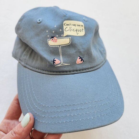 Cant Say No To Clicquot Adjustable Baseball Cap Blue Cotton Champagne Cute Girly - Picture 4 of 7